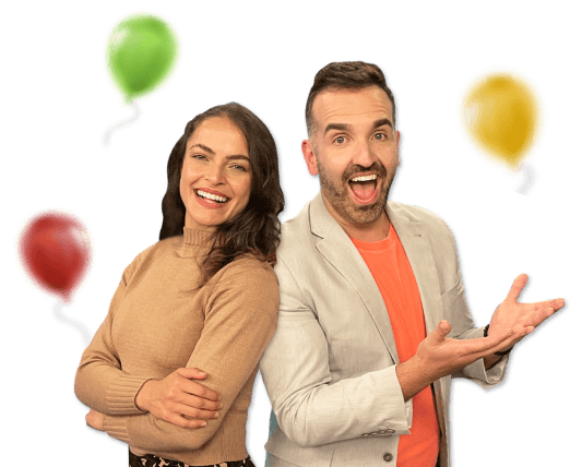 Fundo com pessoas e balões